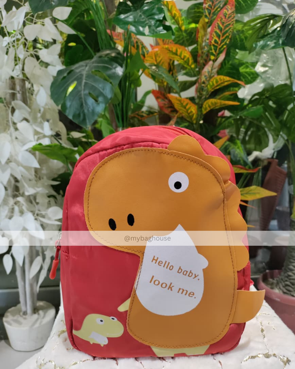🦖 Dinosaur Cartoon Kids Backpack – Cute Red & Yellow School Bag