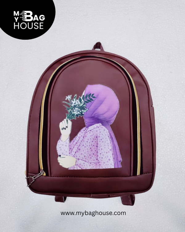 Printed Backpack for Girls – Stylish Hijabi Illustration | Lightweight & Trendy School/Travel Bag