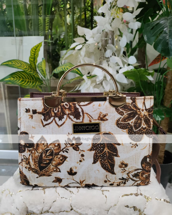 Jimmy Choo Style Printed Handbag – Elegant Women’s Tote Bag with Golden Handle (4 Designs)