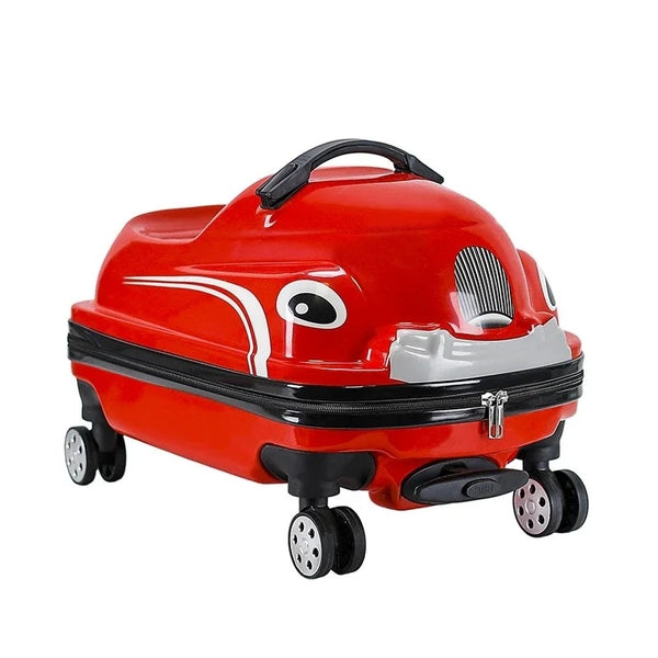 Imported Cartoon Kid’s Car Luggage Trolley – 18" Waterproof Suitcase with 360° Wheels & Password Lock
